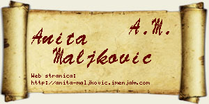 Anita Maljković vizit kartica
